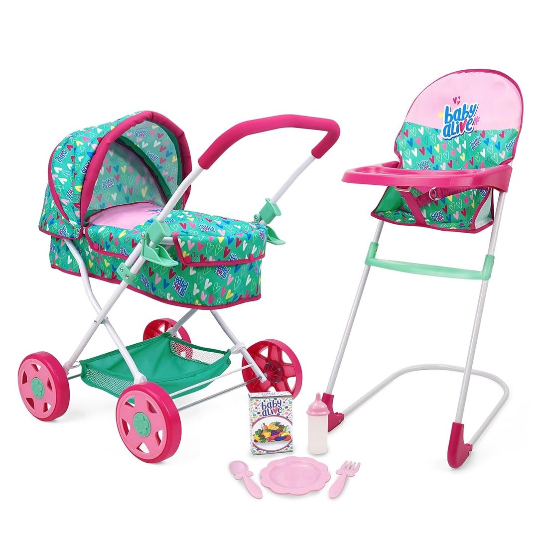 Travel N' Feed 7pc Doll Baby Alive doll set